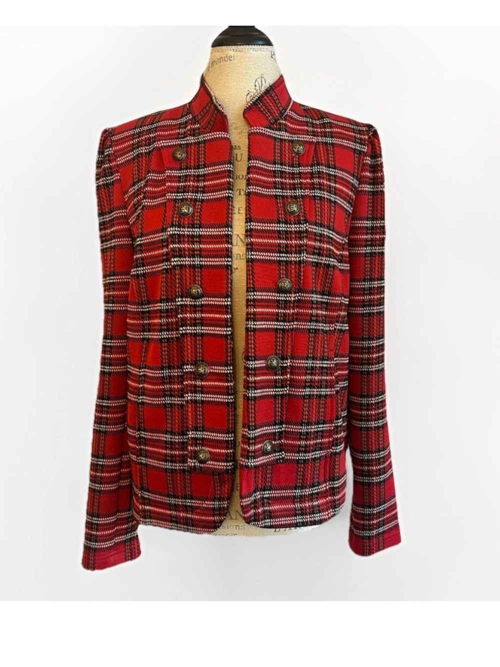 Tommy Hilfiger Women's Blazer Jacket Red Plaid Tartan Preppy Holiday  Large